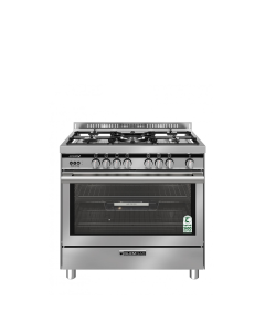 Glem Gas Gas Oven 60 x 100 cm, 5 Gas Burners, Full Safety - Multi-Function, Fan, Air Fryer, Steel, Italian, Steel, ST167GIFSMFAF