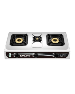 GVC 3 Burner Gas Hob, Temperature Control, Silver - GVGS-7113