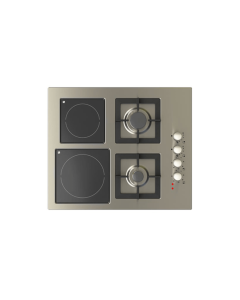 Kitchen Line 2 Burner Gas Hob + 2 Burner Electric Ceramic Silver - JE4009