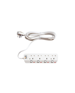 Koolen 4 Outlet Power Strip, 5m Cable, White - 301100004