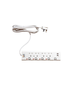 koolen Power Strip 4 Outlets, 2 USB Ports, 3m Cable, White - 301100007