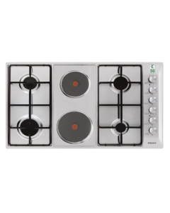 Glem Gaz Built-in Gas+Electric Surface 90cm, 6Burner, 4Gas +2Electric, Side control, Steel - P9LVCI